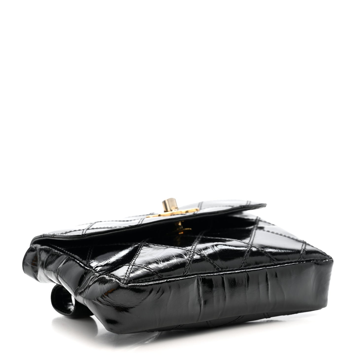 Patent Flap Waist Belt Bag Black