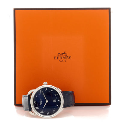 Hermes Stainless Steel Alligator 40mm Arceau Quartz Watch Bleu Abysse 6 of 6