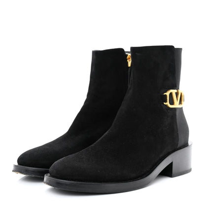 Valentino Garavani Suede VLogo 30mm Ankle Boots 37 Black 3 of 11