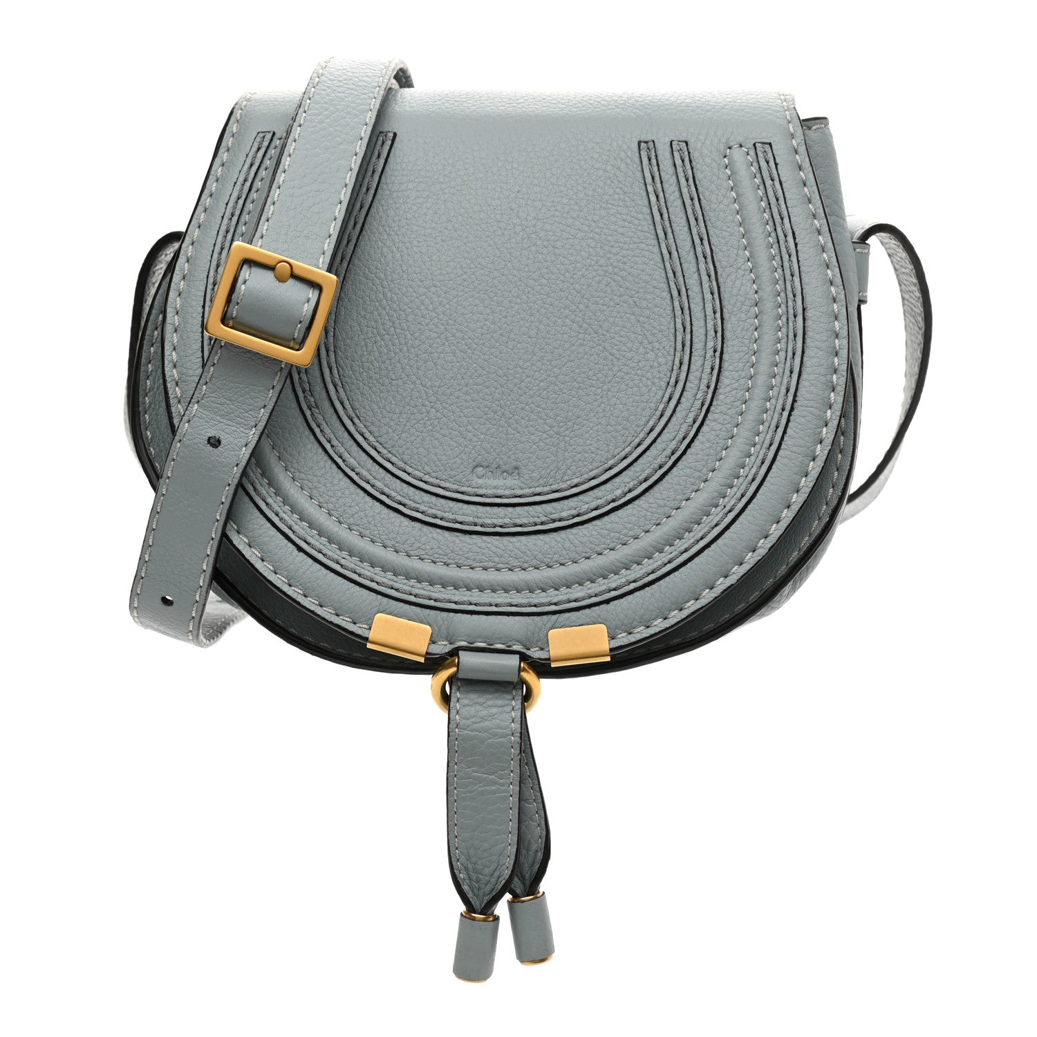 Chloe Calfskin Mini Marcie Round Crossbody Bag Faded Blue 1 of 12