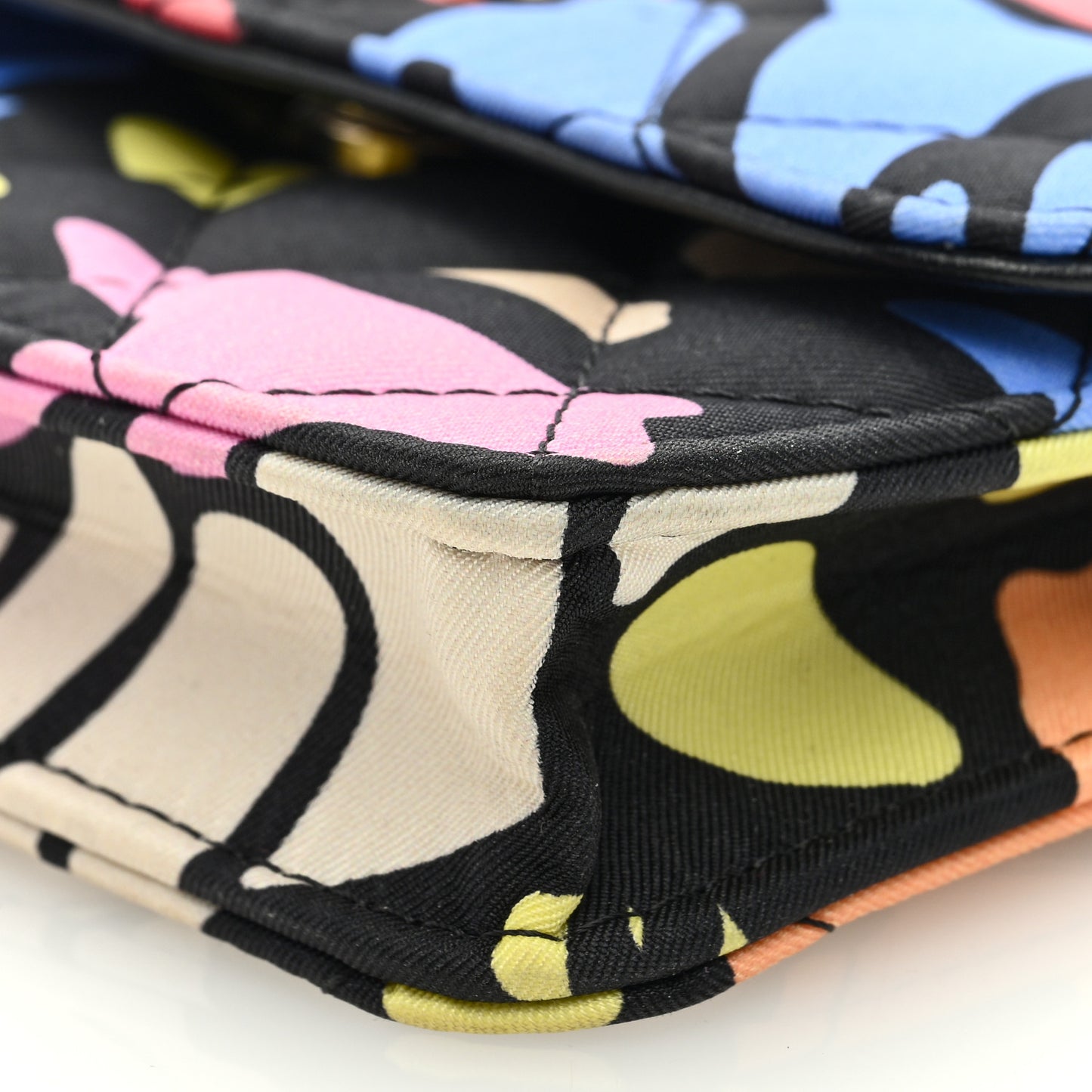 Canvas Printed CC Mini Clutch With Chain Multicolor