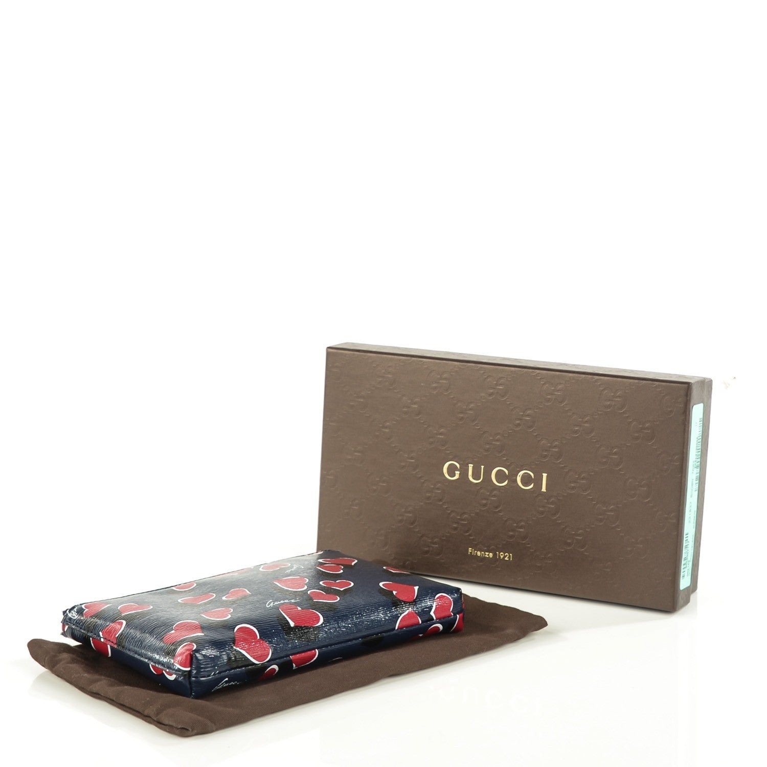 Gucci Calfskin Heartbeat Print Small Pouch Blue 4 of 7