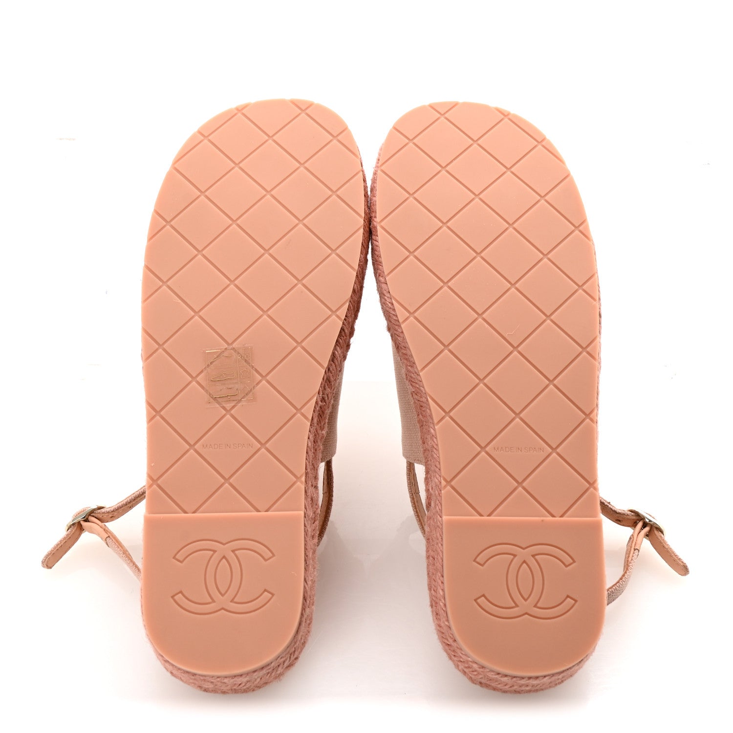 Chanel Canvas Strass CC Espadrille Slingback Sandals 38 Pink 6 of 10