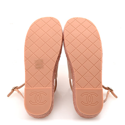 Chanel Canvas Strass CC Espadrille Slingback Sandals 38 Pink 6 of 10