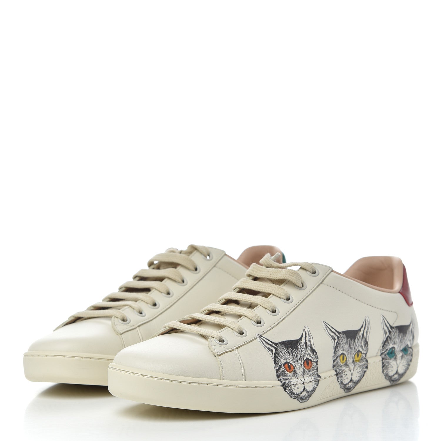 Gucci Calfskin Mystic Cat Print Womens Ace Sneakers 40 White 3 of 9