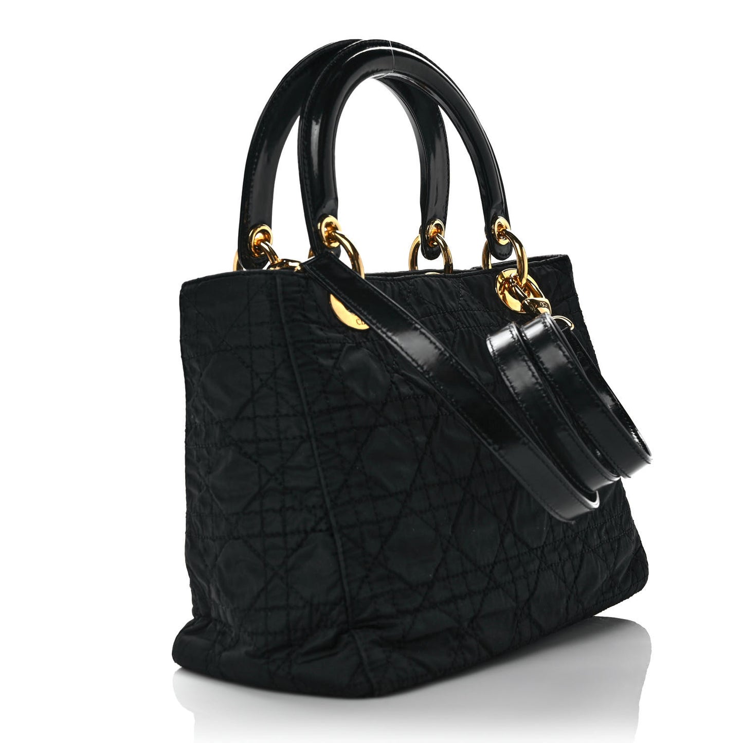 Nylon Cannage Medium Lady Dior Black