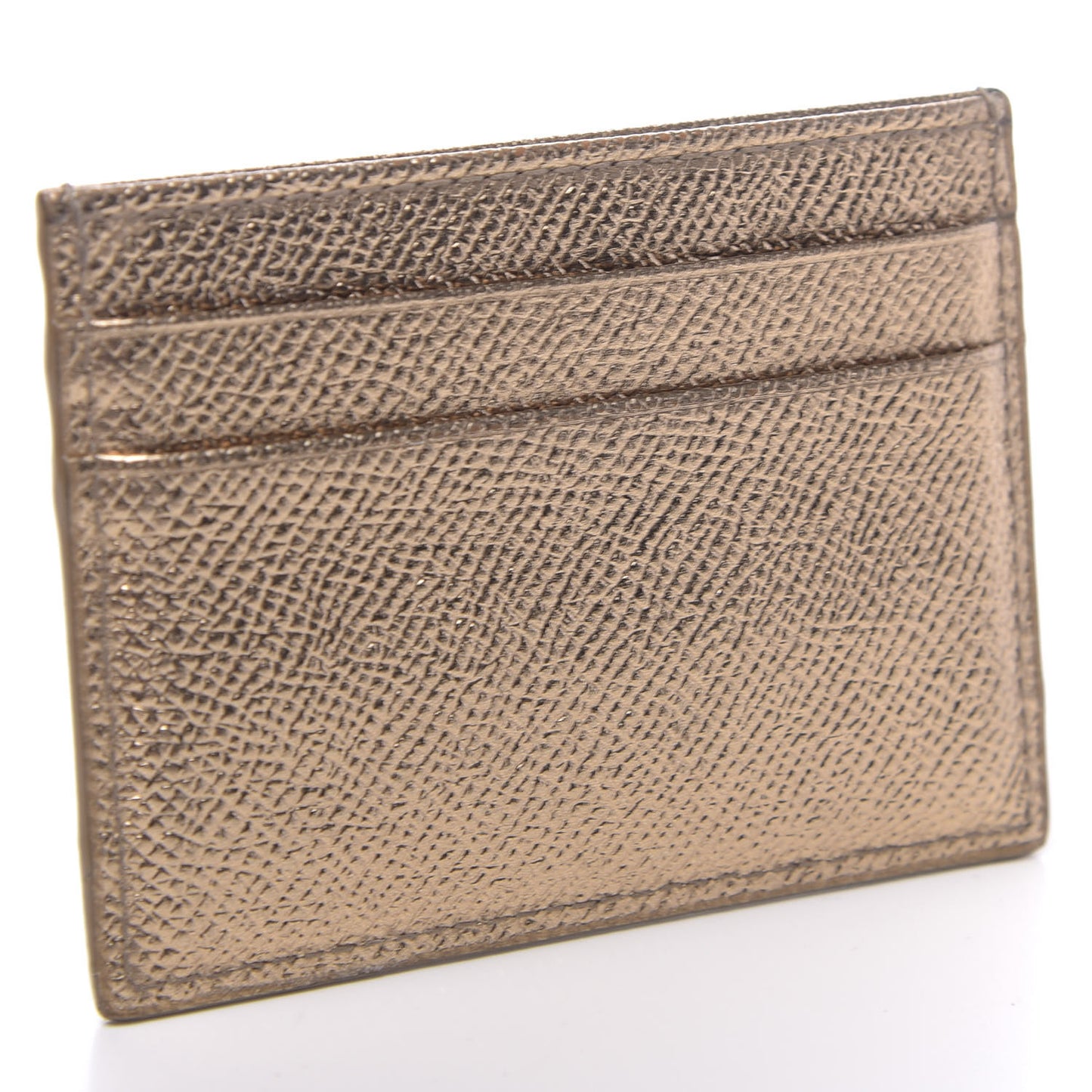 Metallic Dauphine Embellished Logo Zip Card Holder Gold