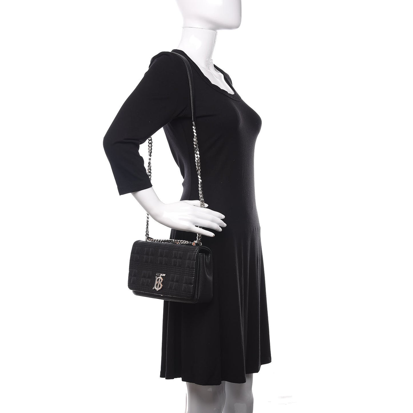 Grainy Calfskin Quilted Lola Bag Black