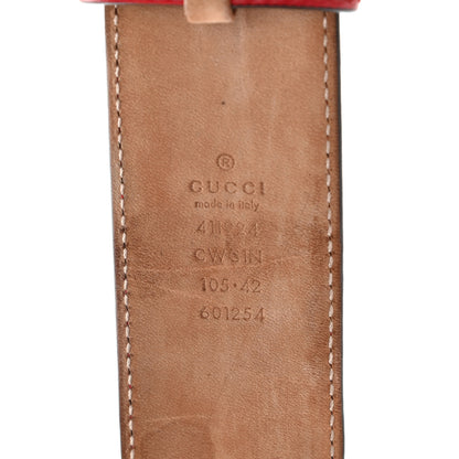 Gucci Guccissima Signature Interlocking G 40mm Belt 105 42 Hibiscus Red 5 of 7