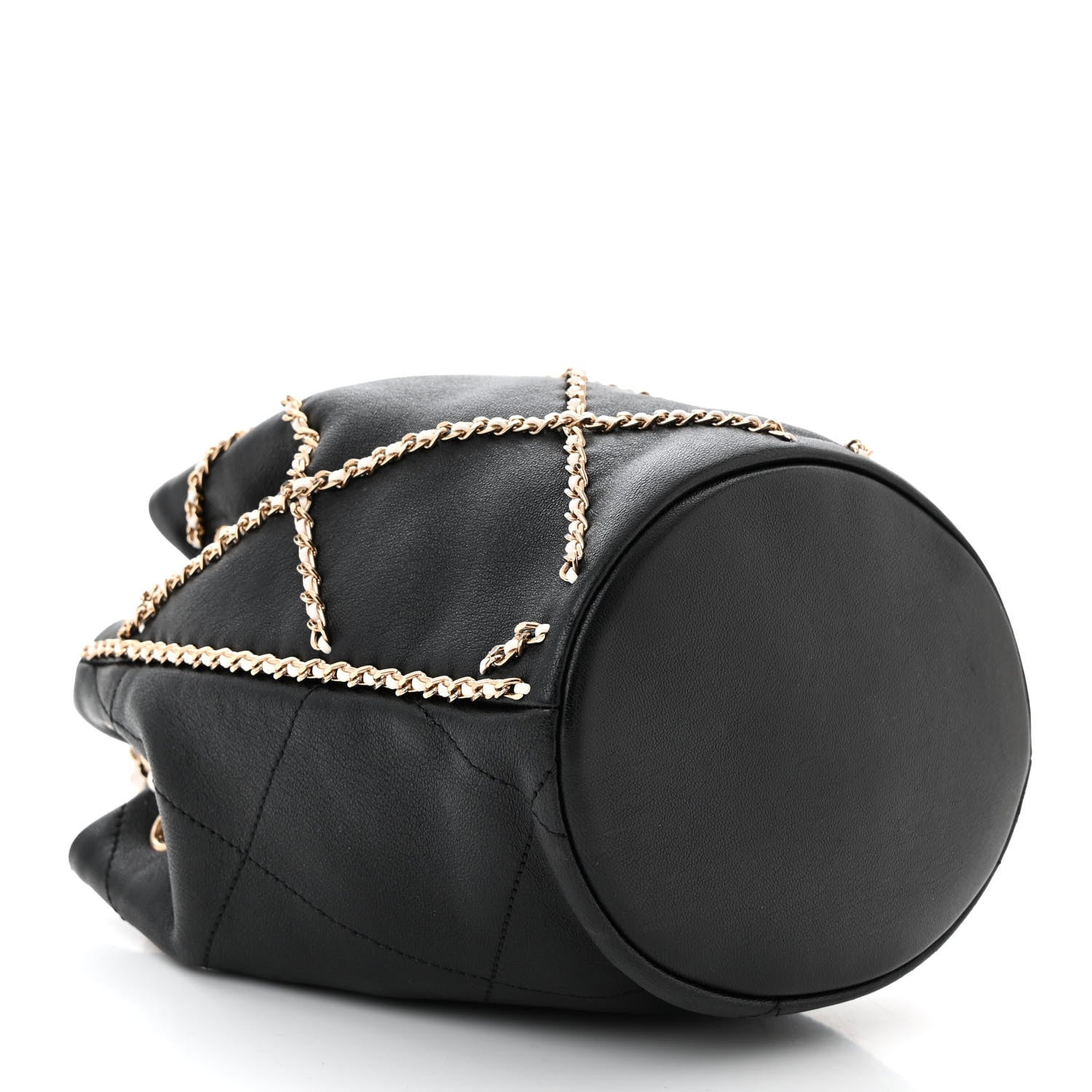 Chanel Lambskin Entwined Chain Bucket Bag Black 4 of 10
