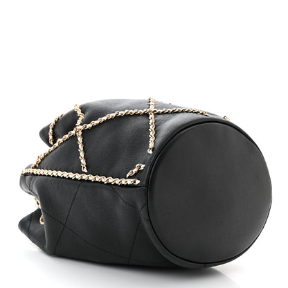 Chanel Lambskin Entwined Chain Bucket Bag Black 4 of 10