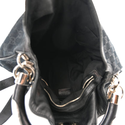 Gucci Monogram Medium Indy Top Handle Hobo Black 5 of 10