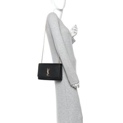 Saint Laurent Grain De Poudre Medium Classic Monogram Kate Satchel Black 2 of 15