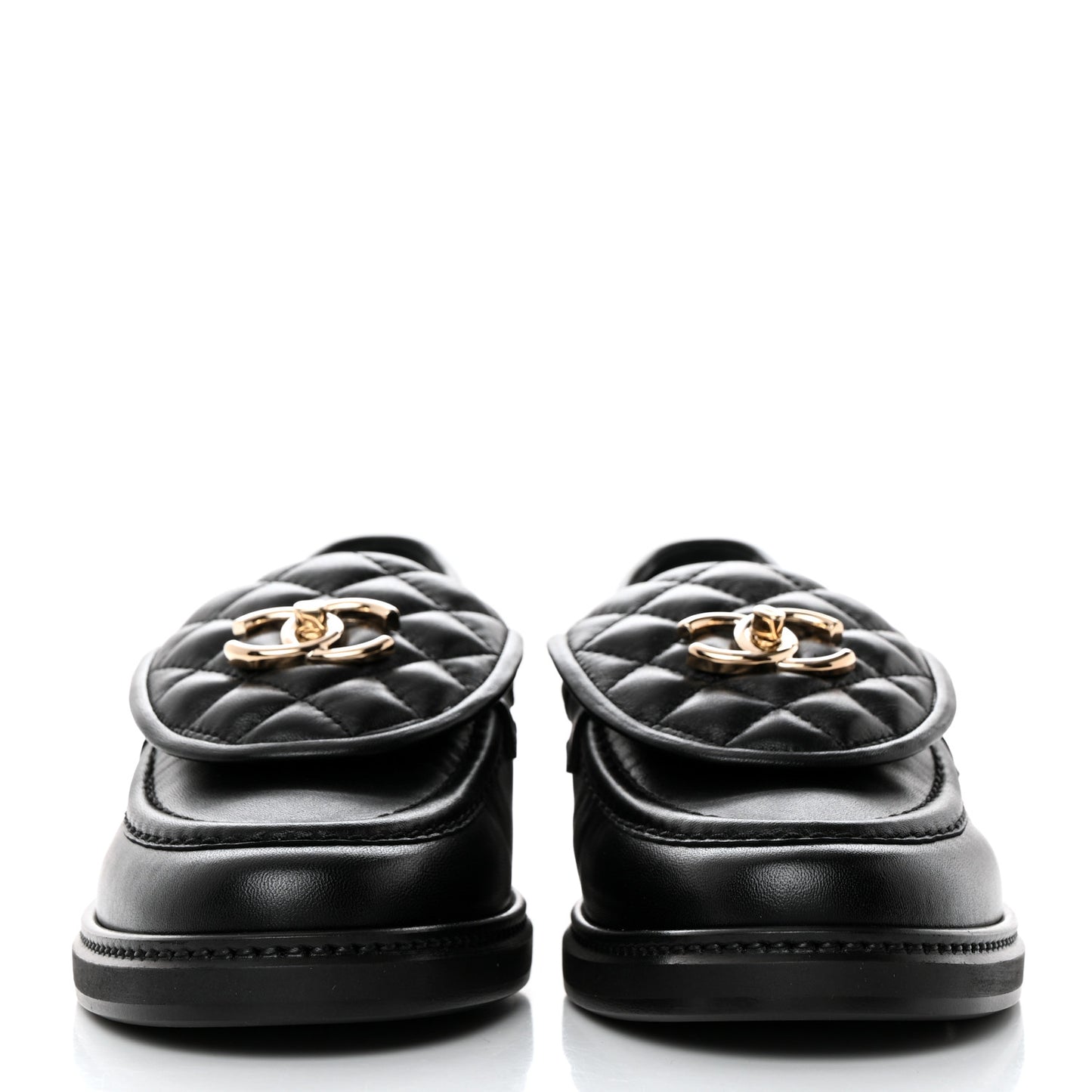 Lambskin Quilted CC Turnlock Loafers 38.5 Black