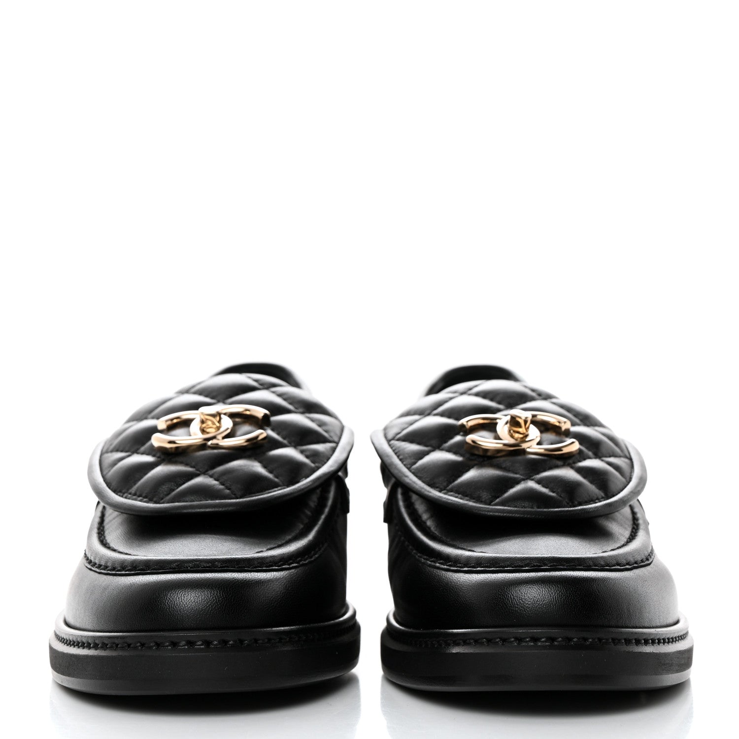Chanel Lambskin Quilted CC Turnlock Loafers 38.5 Black 2 of 9