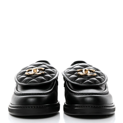 Chanel Lambskin Quilted CC Turnlock Loafers 38.5 Black 2 of 9
