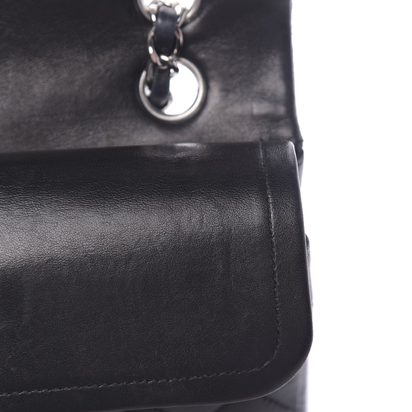 Lambskin Quilted Medium Double Flap Black