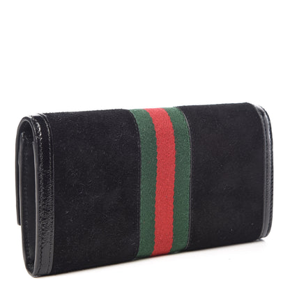 Gucci Suede Patent GG Web Ophidia Continental Wallet Black 3 of 7