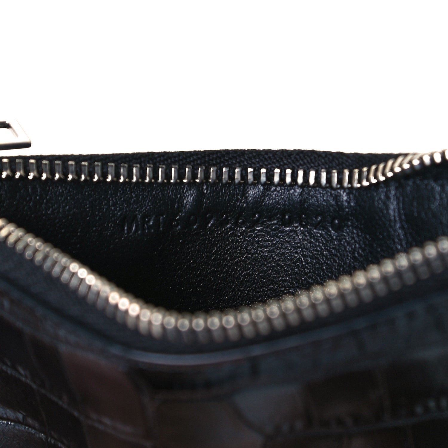 Saint Laurent Calfskin Crocodile Embossed 5 Fragments Zip Pouch Card Holder Black 8 of 10