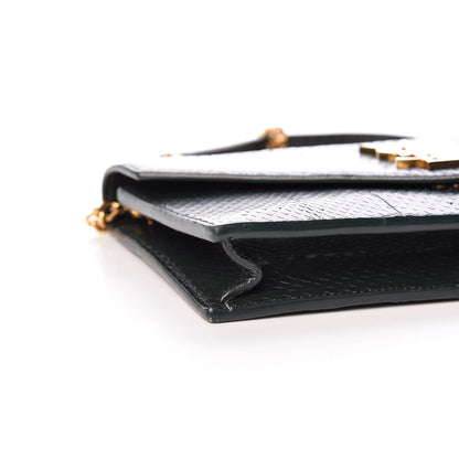 Saint Laurent Snakeskin Monogram Envelope Chain Wallet Dark Green 9 of 11