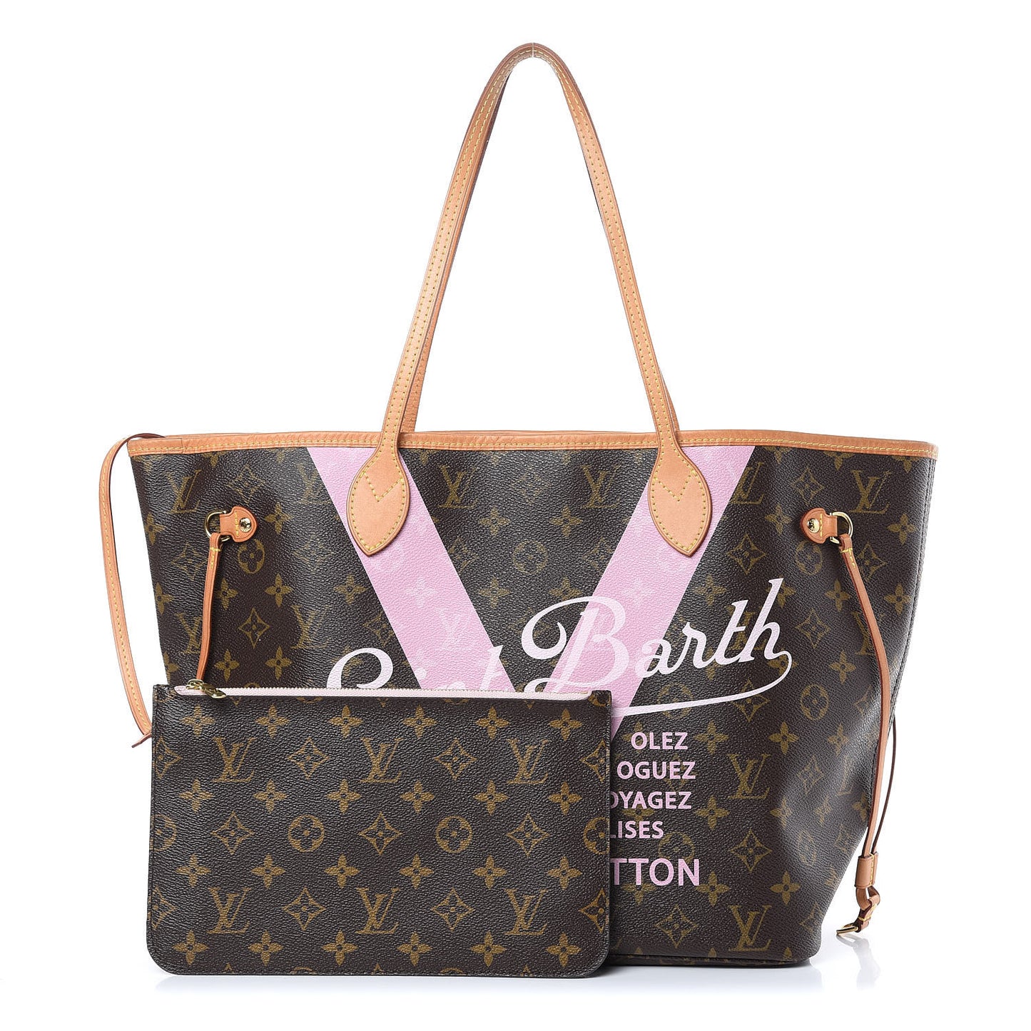 Monogram Saint Barth V Neverfull MM Rose Ballerine