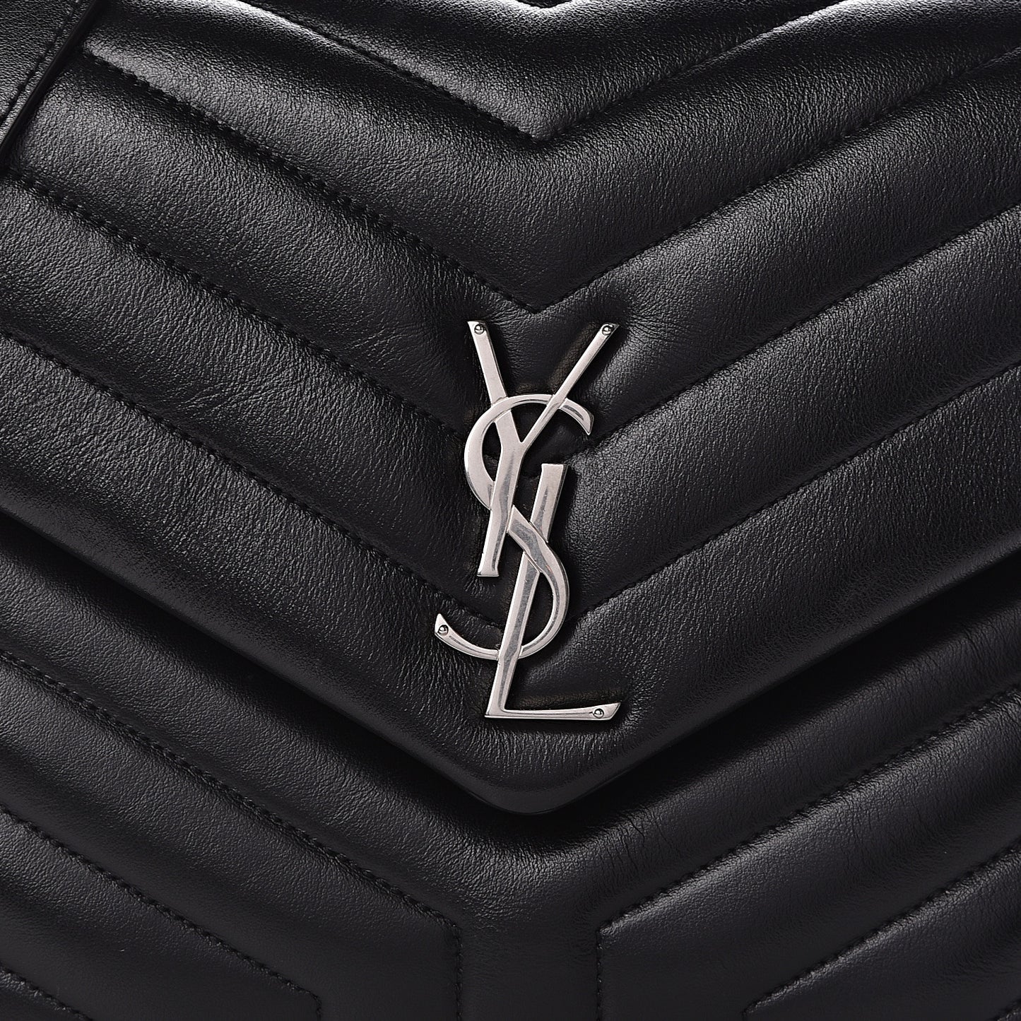Calfskin Y Quilted Monogram Medium Loulou Chain Satchel Black