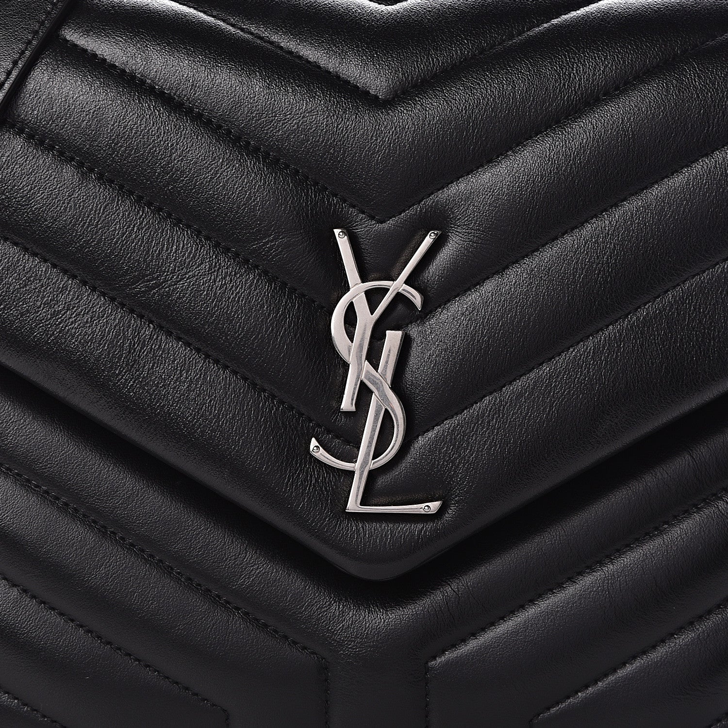 Saint Laurent Calfskin Y Quilted Monogram Medium Loulou Chain Satchel Black 9 of 10
