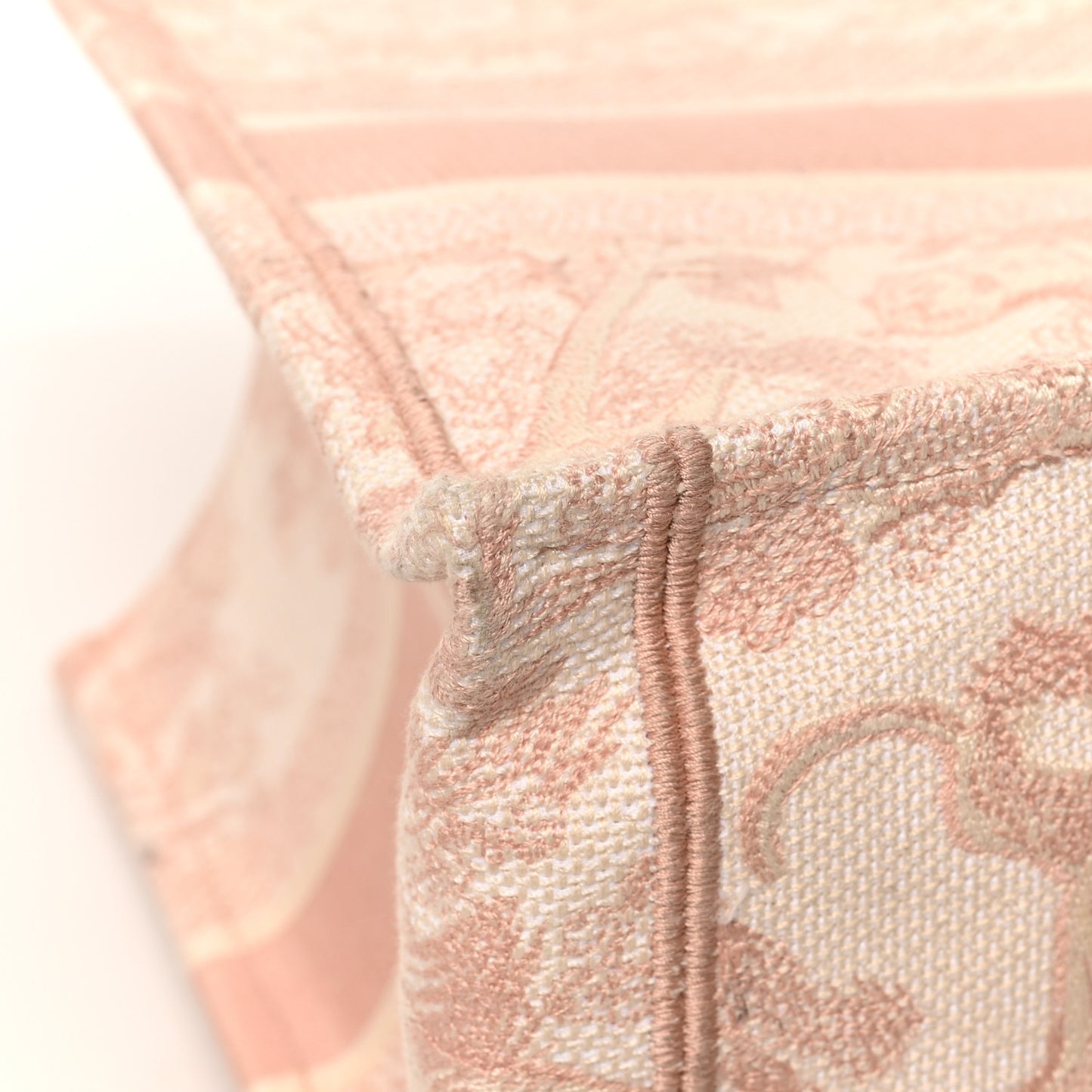 Canvas Toile De Jouy Embroidered Medium Book Tote Pink