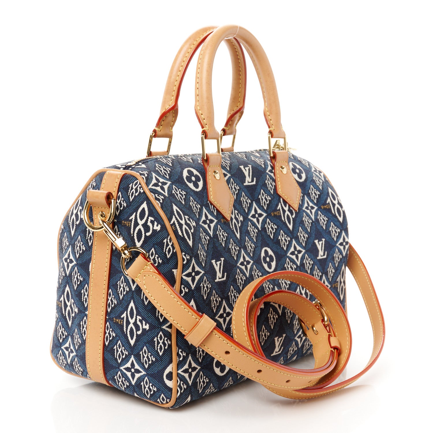 Louis Vuitton Jacquard Since 1854 Speedy Bandouliere 25 Blue 3 of 14