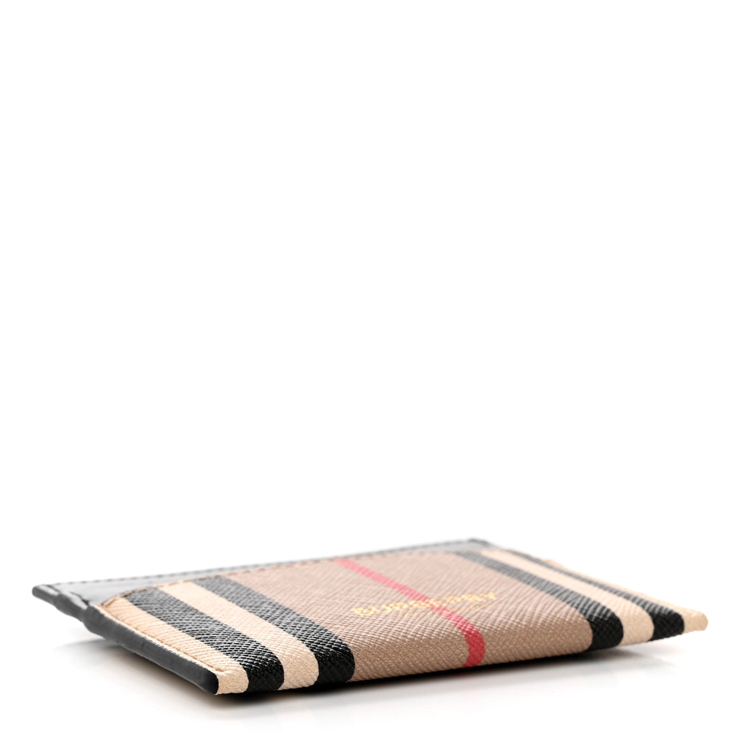 E-Canvas Calfskin Icon Stripe Card Case Archive Beige