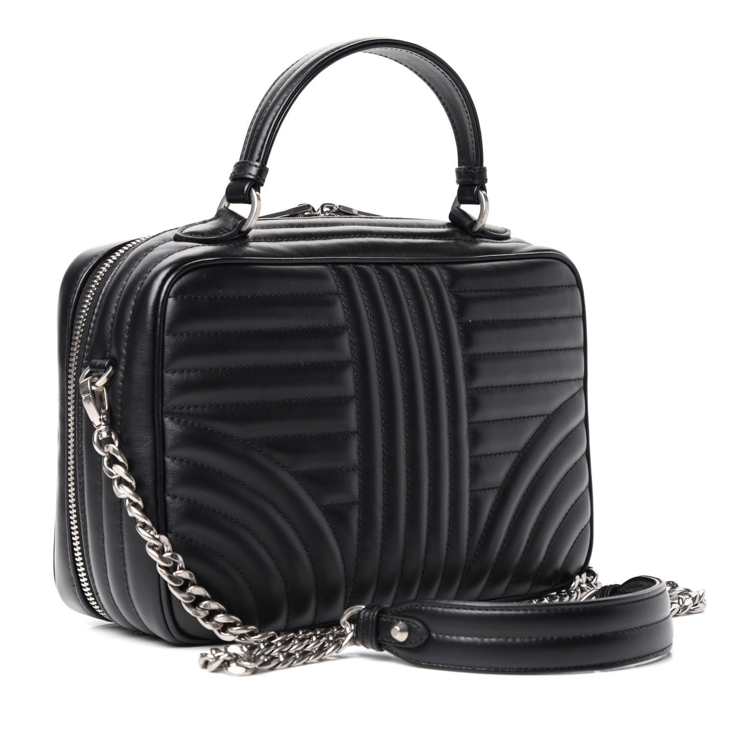 Prada Soft Calfskin Medium Diagramme Crossbody Bag Black 3 of 9