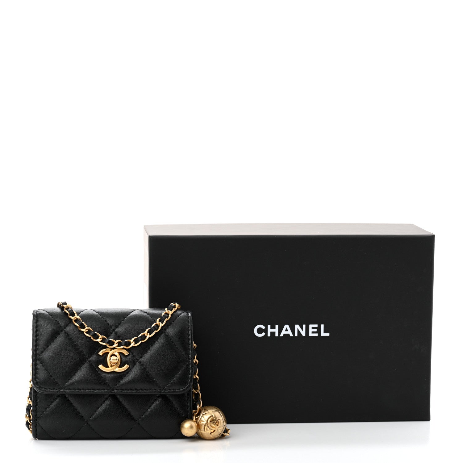 Chanel Lambskin Quilted Pearl Crush Clutch With Chain Black 11 of 11