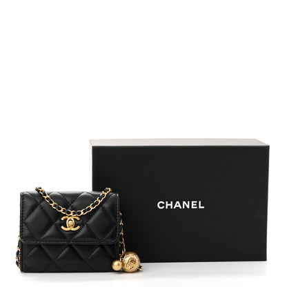 Chanel Lambskin Quilted Pearl Crush Clutch With Chain Black 11 of 11