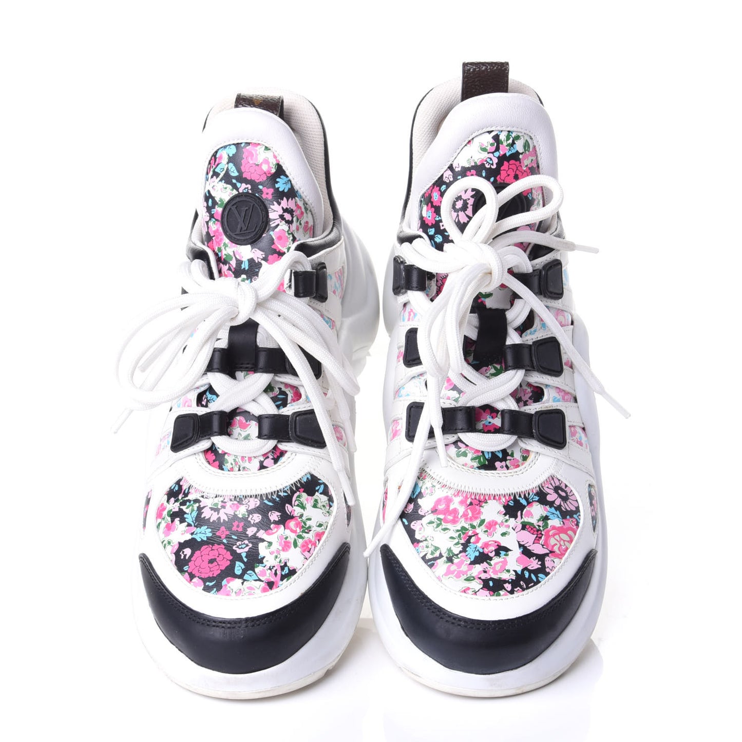 Flower Printed Calfskin Monogram LV Archlight Sneakers 37 Black Rose