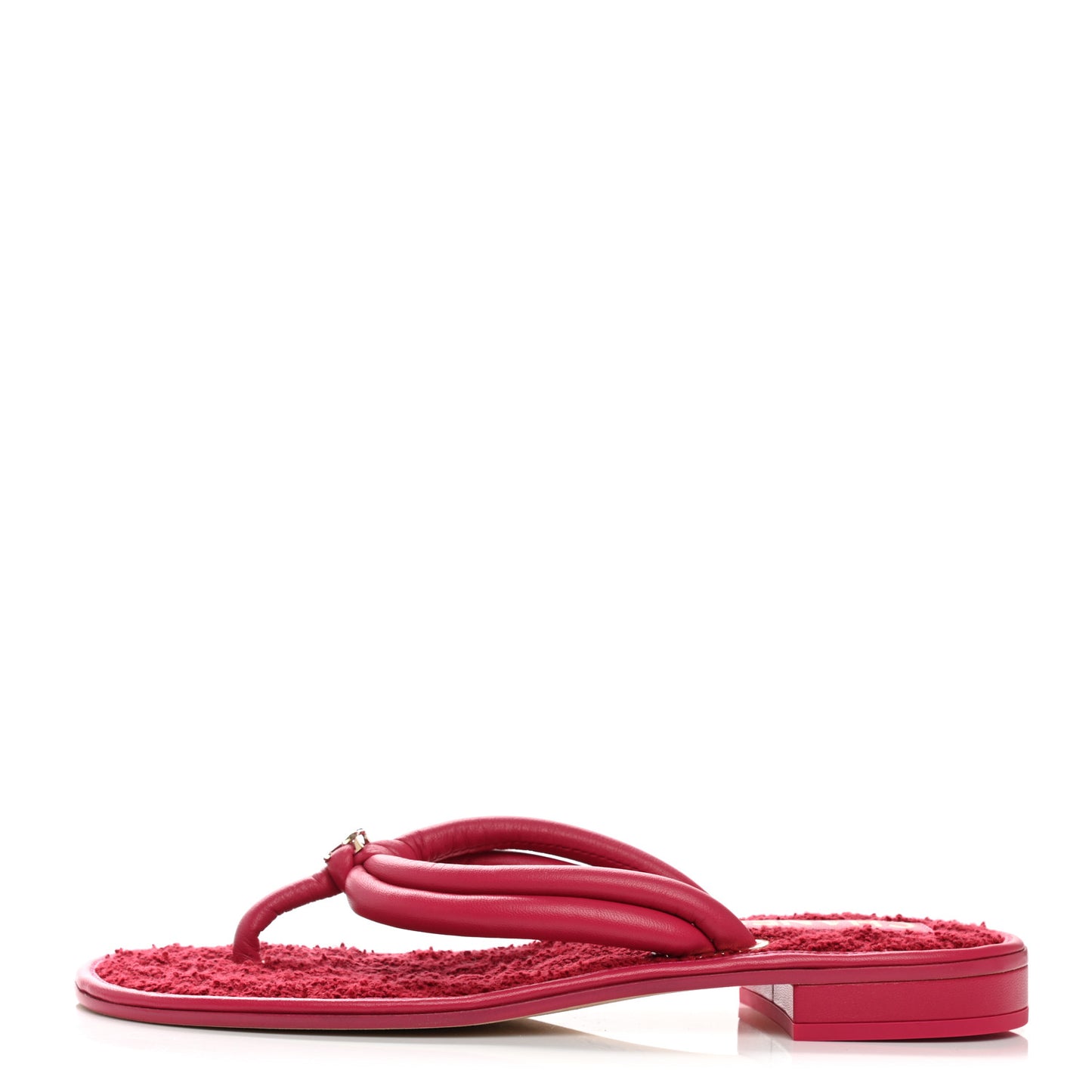 Lambskin Terry Cloth CC Thong Sandals 40 Pink
