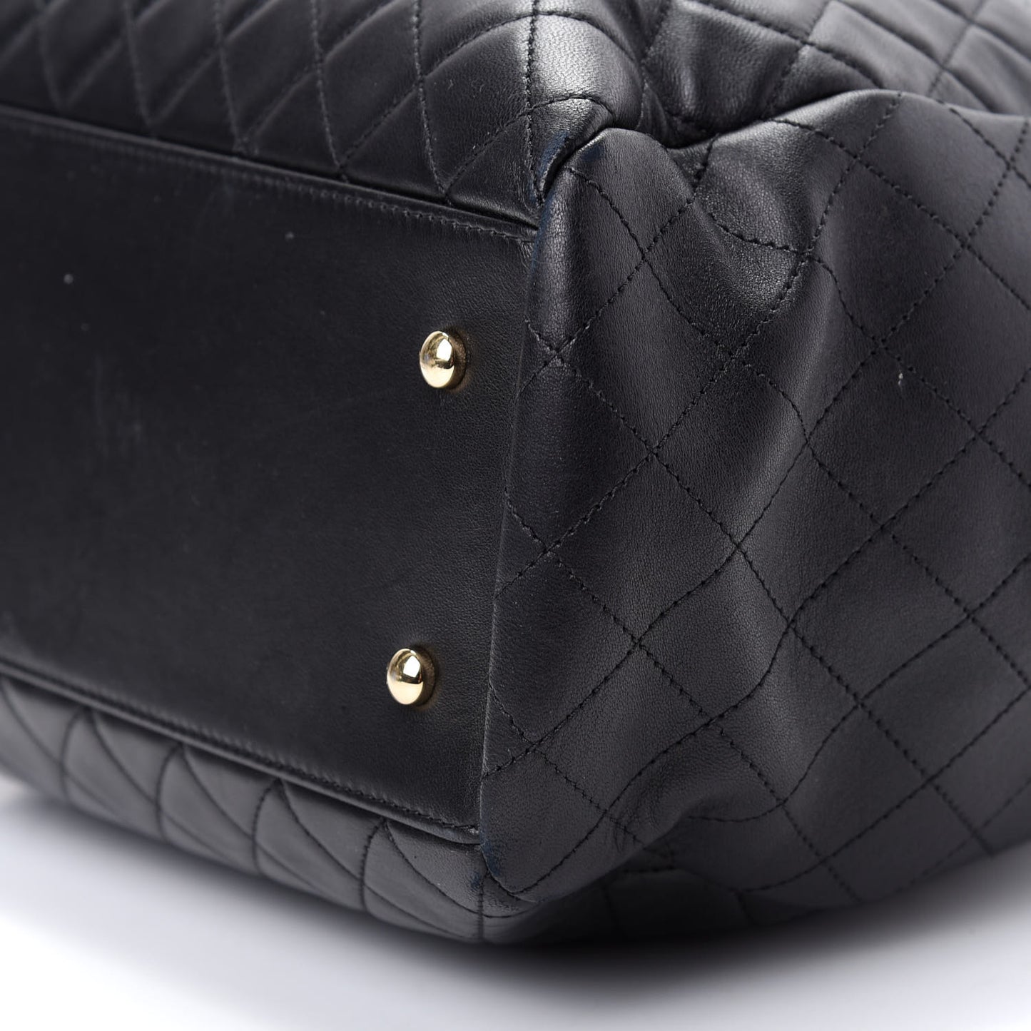 Lambskin Quilted Large Drawstring Bag Black