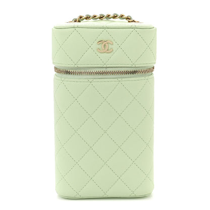 Chanel Caviar Quilted Phone Holder With Chain Light Green 1 of 13