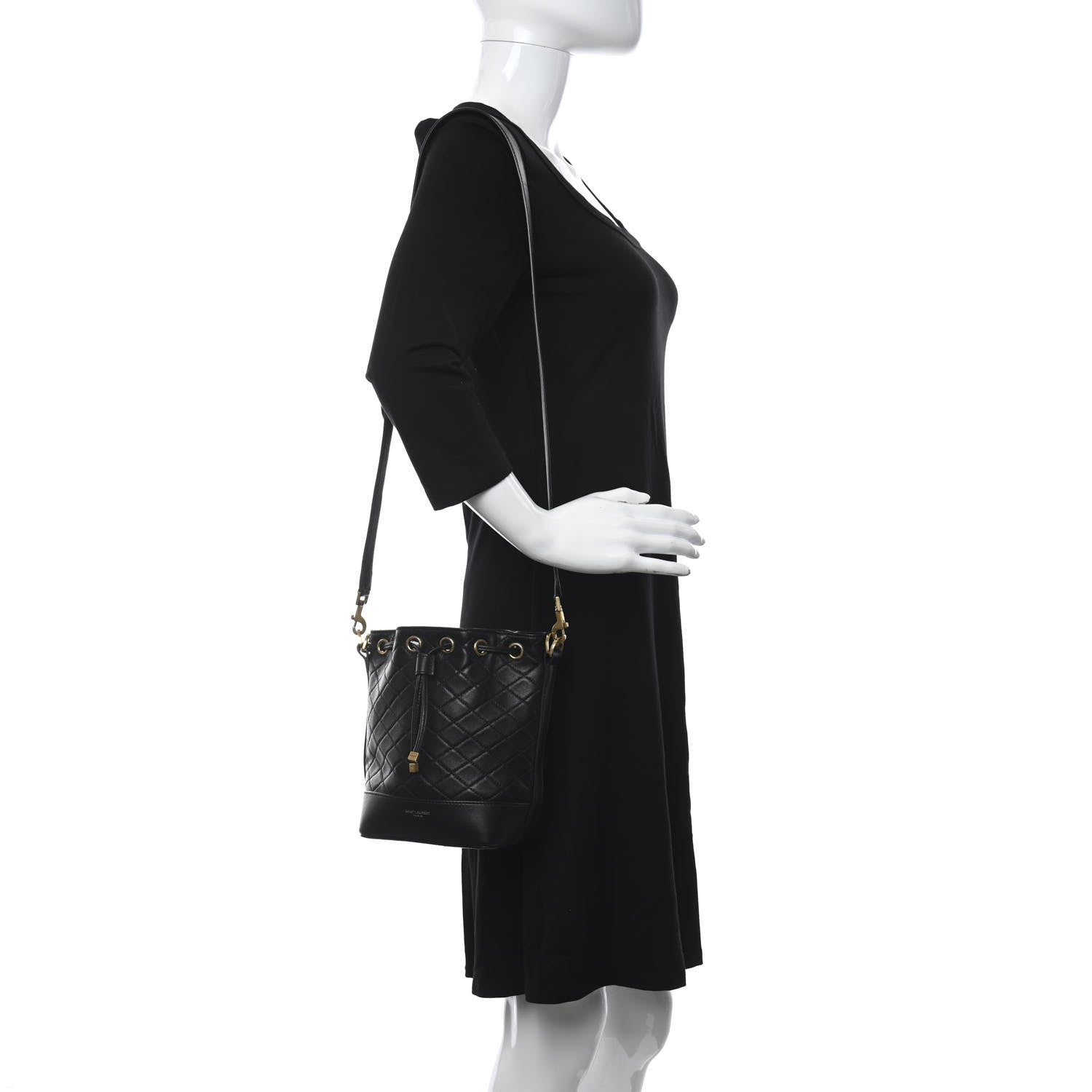 Saint Laurent Lambskin Quilted Small Emmanuelle Bucket Bag Black 2 of 11