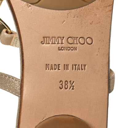 Jimmy Choo Metallic Calfskin Thong Sandals 38.5 Champagne 7 of 8