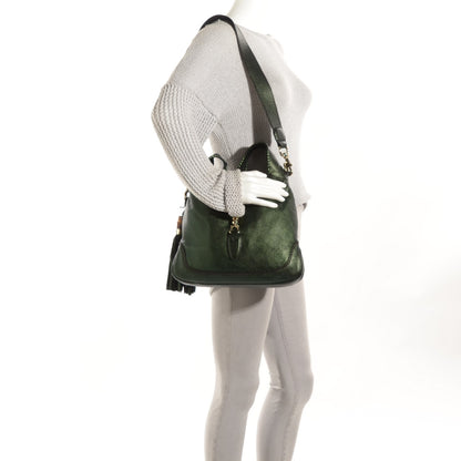 Gucci Metallic Pebbled Calfskin Medium New Jackie Shoulder Bag Green 2 of 7
