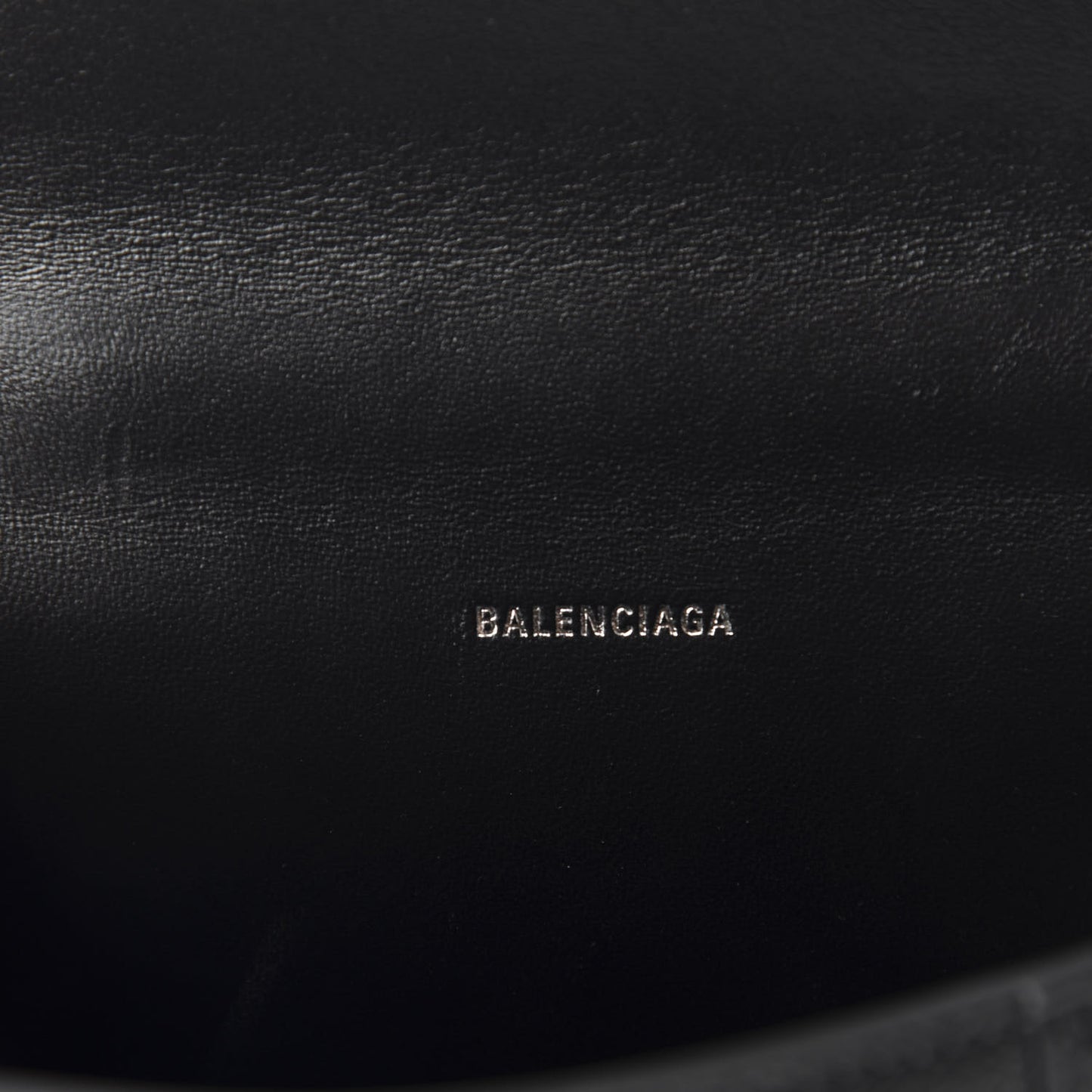 Grained Calfskin Hourglass Top Handle Bag XS Black