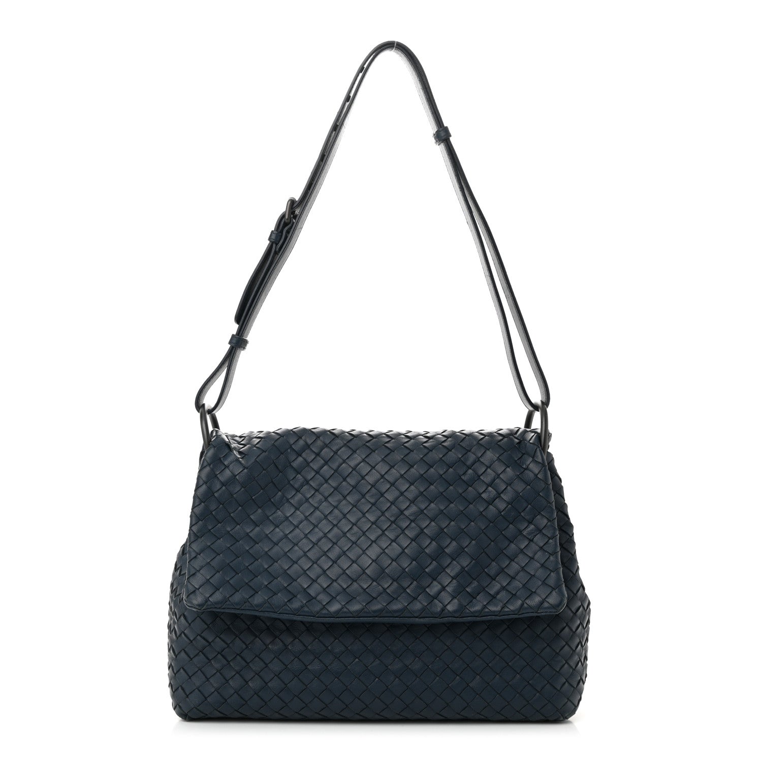 Bottega Veneta Nappa Intrecciato Flap Shoulder Bag Blue 1 of 11
