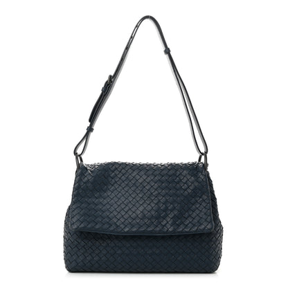 Bottega Veneta Nappa Intrecciato Flap Shoulder Bag Blue 1 of 11