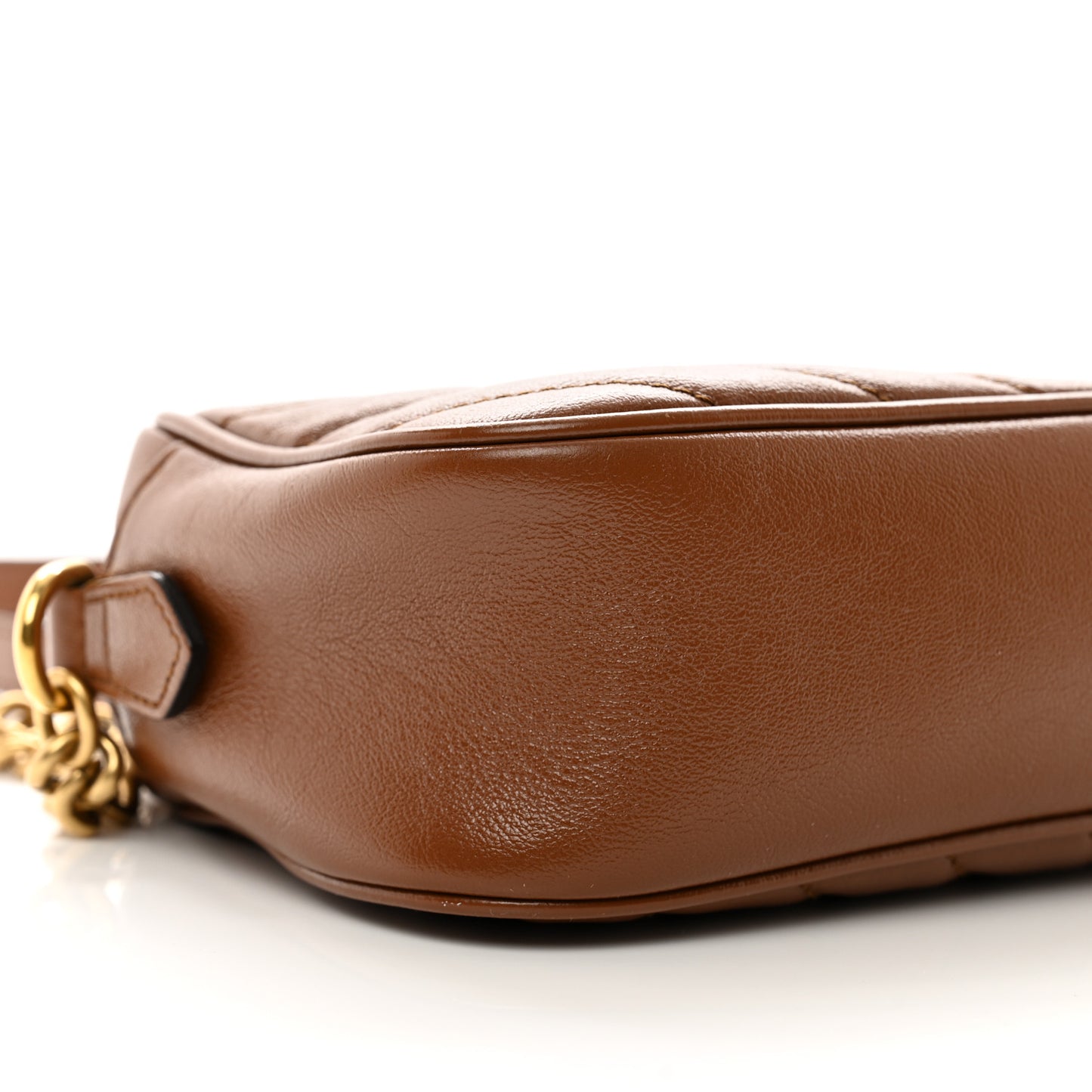 Glazed Calfskin Matelasse Diagonal Small GG Marmont Chain Shoulder Bag Cuir