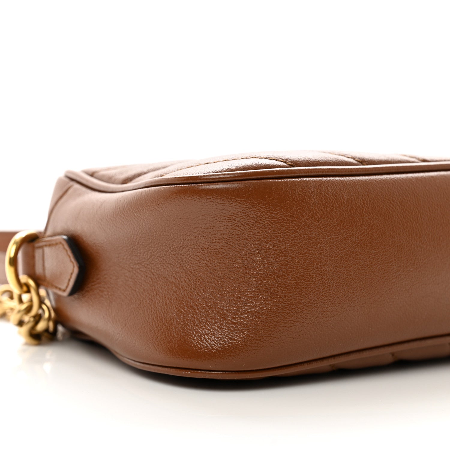 Gucci Glazed Calfskin Matelasse Diagonal Small GG Marmont Chain Shoulder Bag Cuir 8 of 11