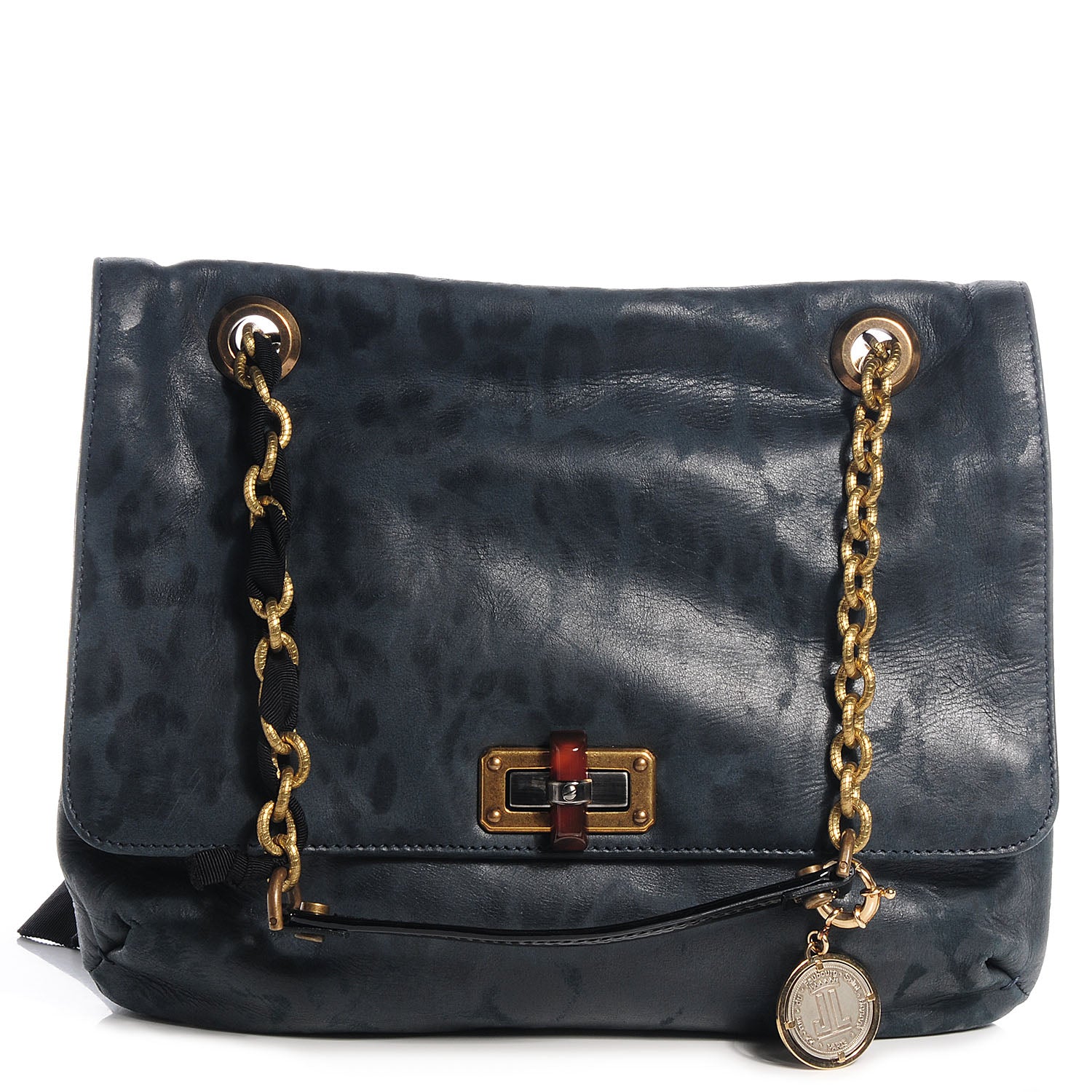Lanvin Leather Leopard Print Medium Happy Blue 1 of 7