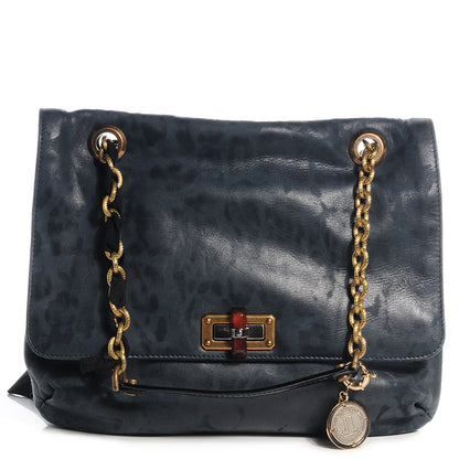 Lanvin Leather Leopard Print Medium Happy Blue 1 of 7