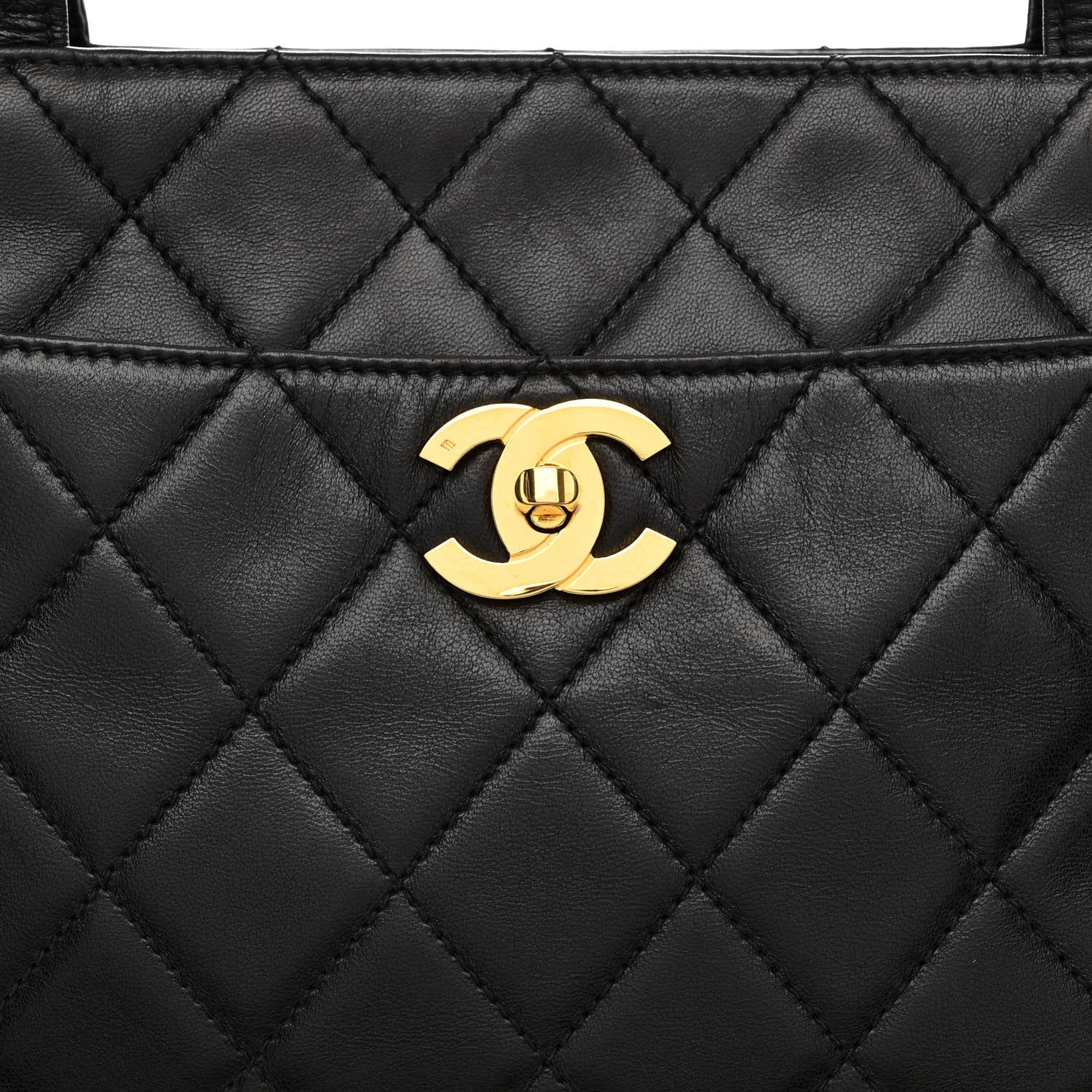 Chanel Lambskin Quilted CC Shopping Tote Black 8 of 10