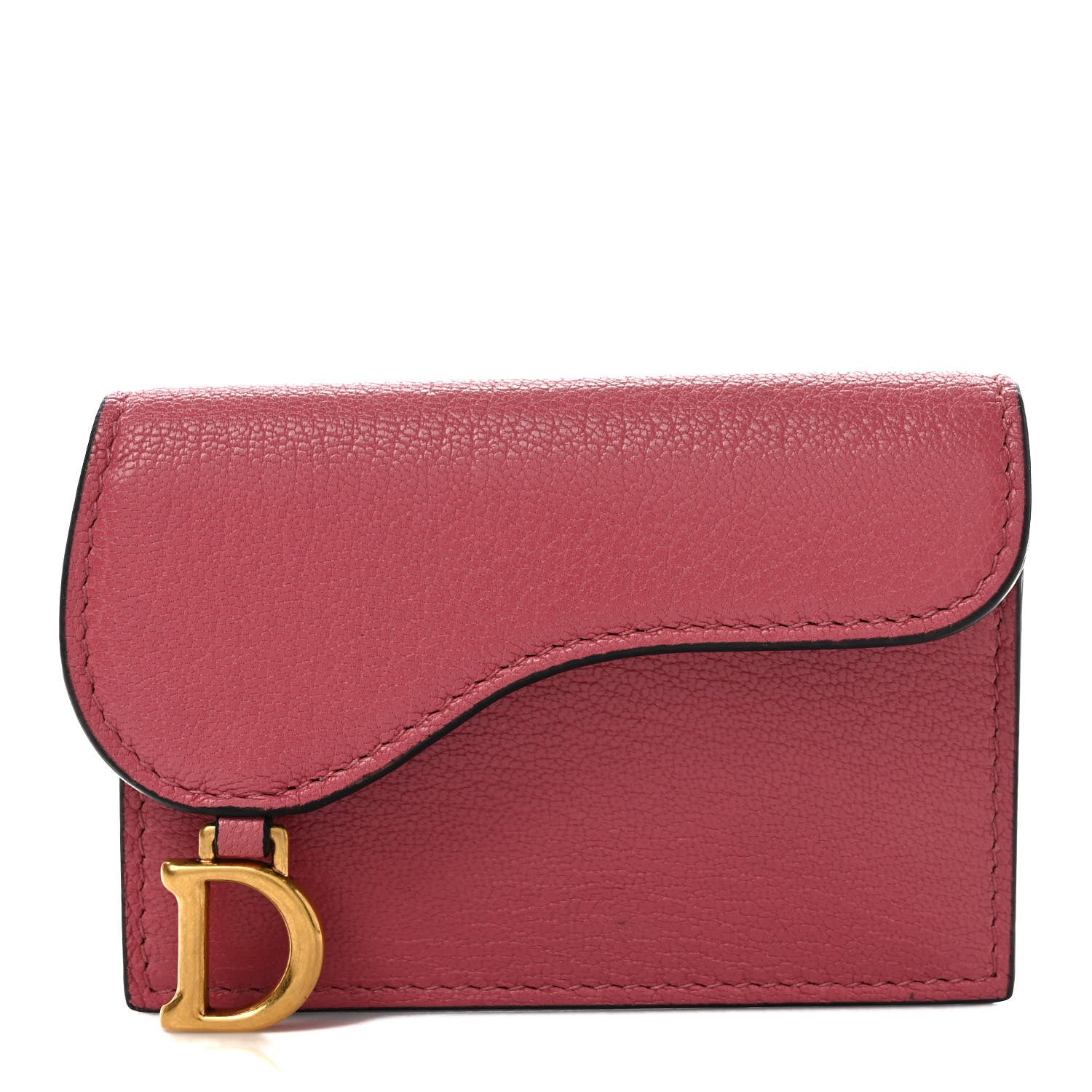 Christian Dior Goatskin Saddle Card Holder Pink 1 of 6
