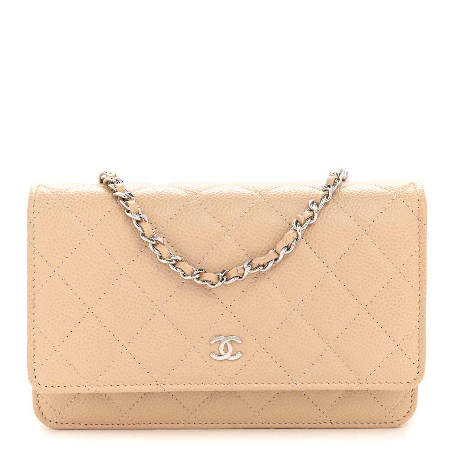 Chanel Caviar Quilted Wallet on Chain WOC Beige 1 of 12